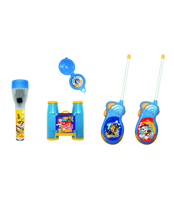 PAW PATROL ADVENTURESET 5 TEILE BESTEHEND AUS: WALKIE TALKIES (BATTERIE 6X AA NICHT ENTHALTEN), FERNGLAS, KOMPASS UND TASCHENLAMPE (BATTERIE 2X AAA NICHT ENTHALTEN) IN GESCHENKVERPACKUNG 38,6X5,5X28,7 CM