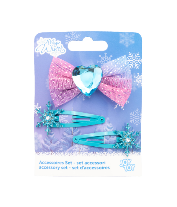 MAGIC WINTER HAARSCHMUCK SET MIT SCHLEIFE UND ZWEI HAARSPANGEN 