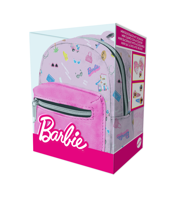 BARBIE MINI RUCKSACK CLIP ON MIT HAARSCHMUCK 