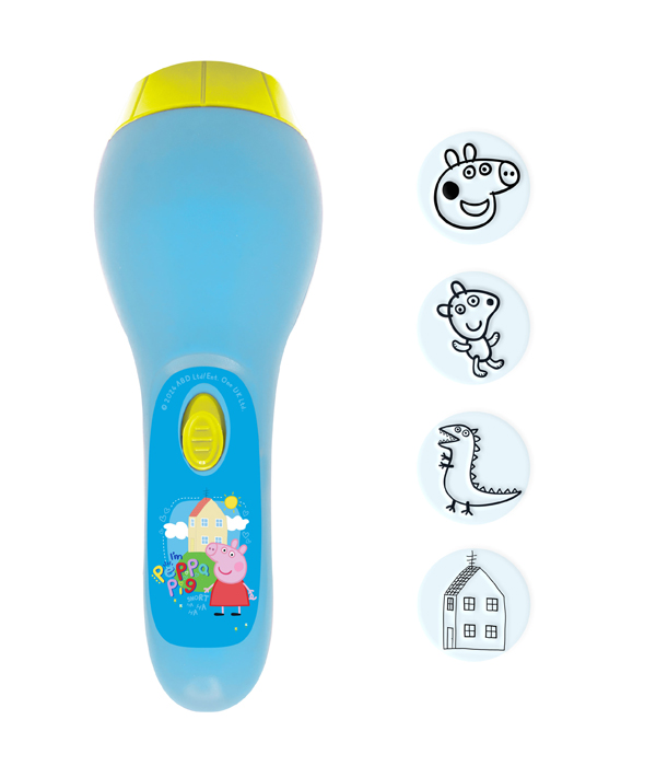 PEPPA PIG PROJEKTIONSTASCHENLAMPE MIT 4 VERSCHIEDENEN PROJEKTIONSMOTIVEN 