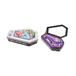 MONSTER HIGH JEWELRY BOX WITH ACCESSORIES: BRUSH, 2 HAIR CLIPS, RING, RHINESTONE BRACELET, HAIR TIE 