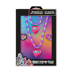 MONSTER HIGH JEWELRY SET: 1 PEARL BRACELET, 1 PEARL NECKLACE, 2 RINGS 