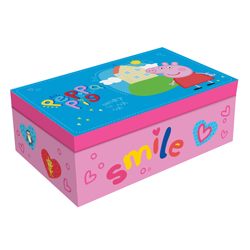 PEPPA PIG JEWELERY BOX WITH ACCESSORIES: BRUSH, 2 HAIR CLIPS, RING, 2 ELASTIC BANDS, HAIR TIE 